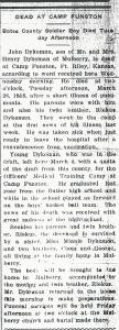 Obituary for John Dykman from the March 28, 1918 edition of The Bates County Democrat. 